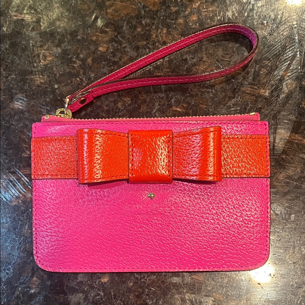 Kate Spade Pink and Red Bow Wristlet